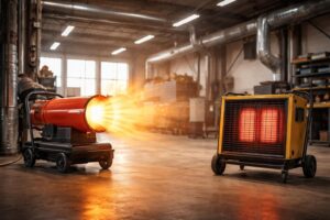 découvrez les avantages du chauffage industriel gaz soufflant par rapport au chauffage électrique : efficacité énergétique, rapidité de chauffe et coût maîtrisé pour vos installations.