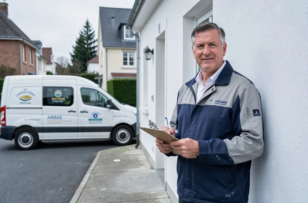 Dirigeant de l'entreprise Demey supervisant un chantier de peinture dans le secteur d'Arras
