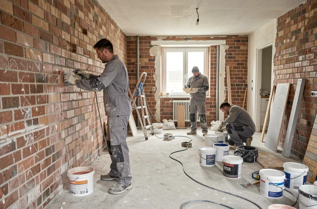 Équipe Rançon Rénov réalisant une rénovation complète dans un appartement des Hauts-de-France